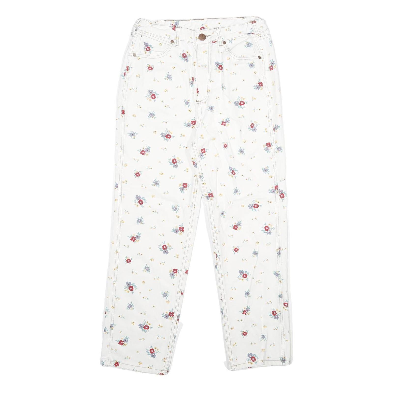 WRANGLER Womens Classic White Floral Denim Jeans W26 L26 Stylish Cotton Zip Fit