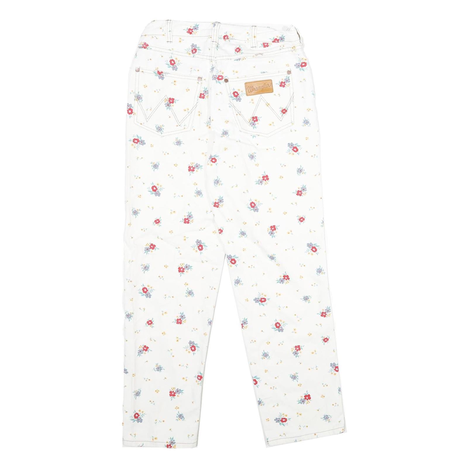 WRANGLER Womens Classic White Floral Denim Jeans W26 L26 Stylish Cotton Zip Fit