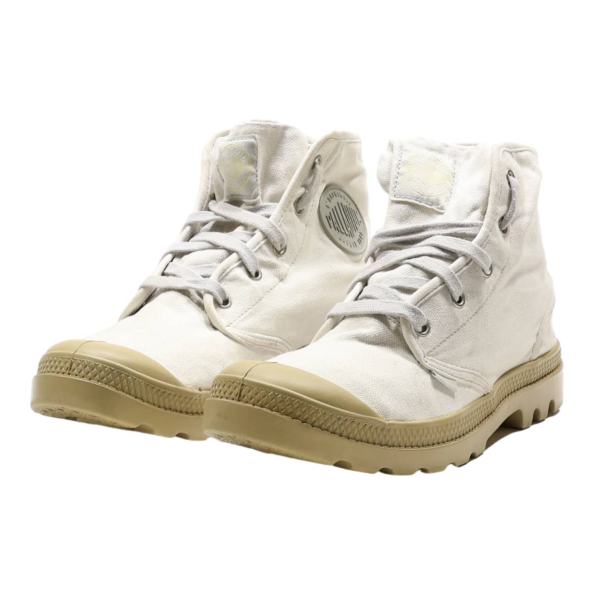 PALLADIUM Lace-Up Boots White Canvas Womens UK 8
