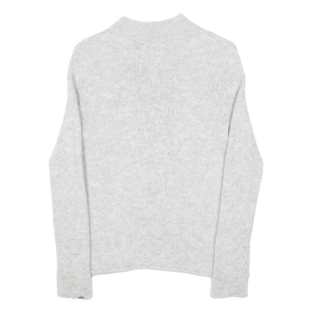 TOMMY HILFIGER Womens Grey Navy & Red Patterned Pullover Crew Neck Basic Knit UK