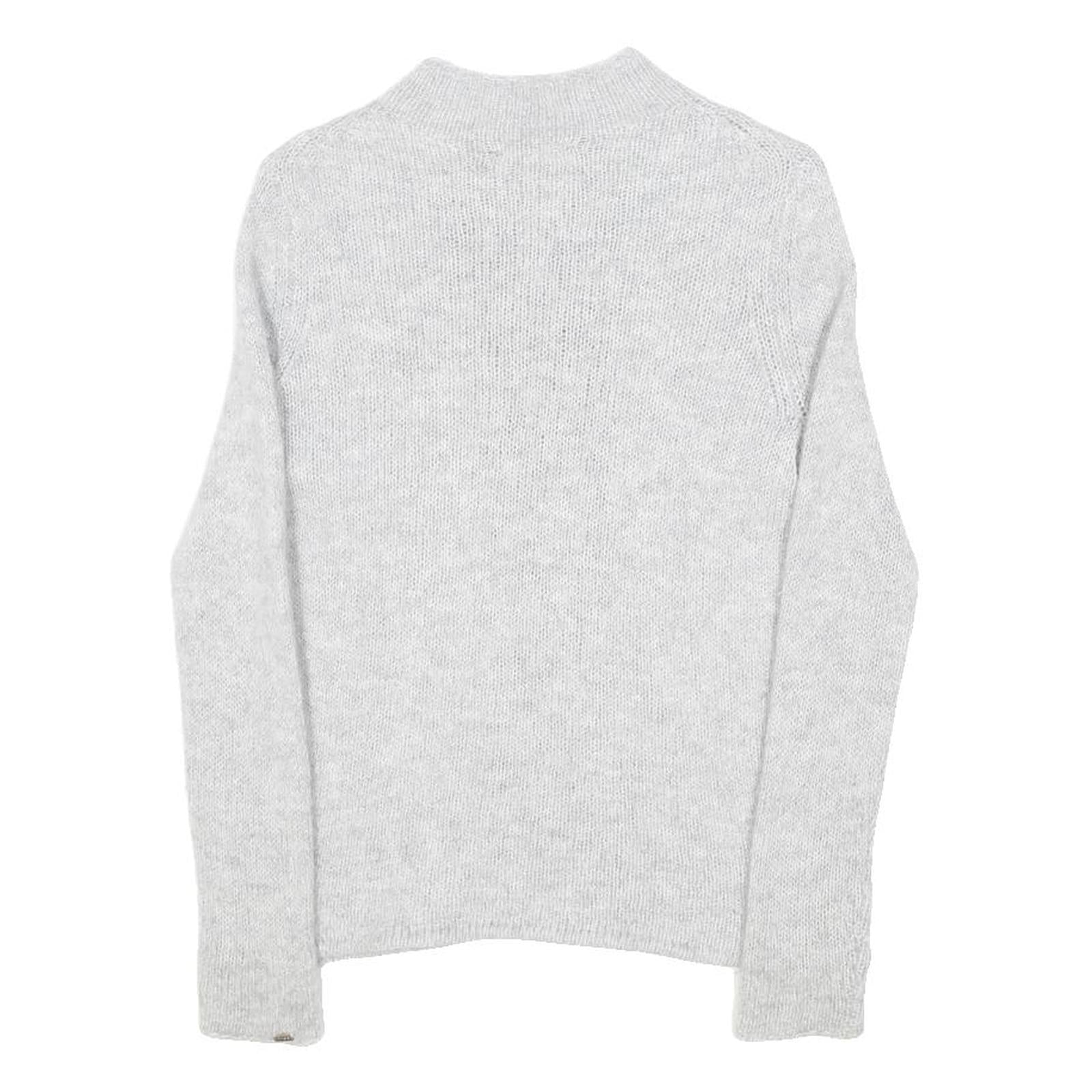 TOMMY HILFIGER Womens Grey Navy & Red Patterned Pullover Crew Neck Basic Knit UK
