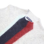 TOMMY HILFIGER Womens Grey Navy & Red Patterned Pullover Crew Neck Basic Knit UK