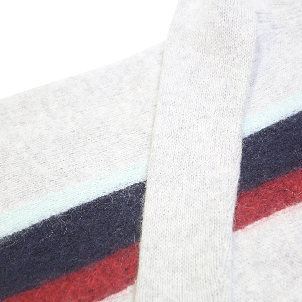 TOMMY HILFIGER Womens Grey Navy & Red Patterned Pullover Crew Neck Basic Knit UK