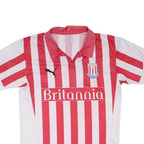 PUMA 04-05 Stoke City FC Home Mens Red & White Stripe Short Sleeve Polo Shirt S