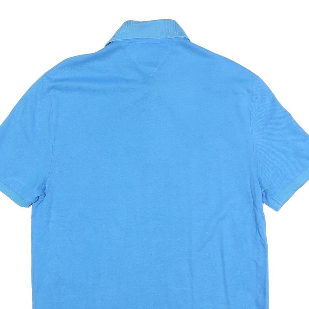 TOMMY HILFIGER Mens Blue Short Sleeve Plain Polo Shirt M Classic Fit Cotton