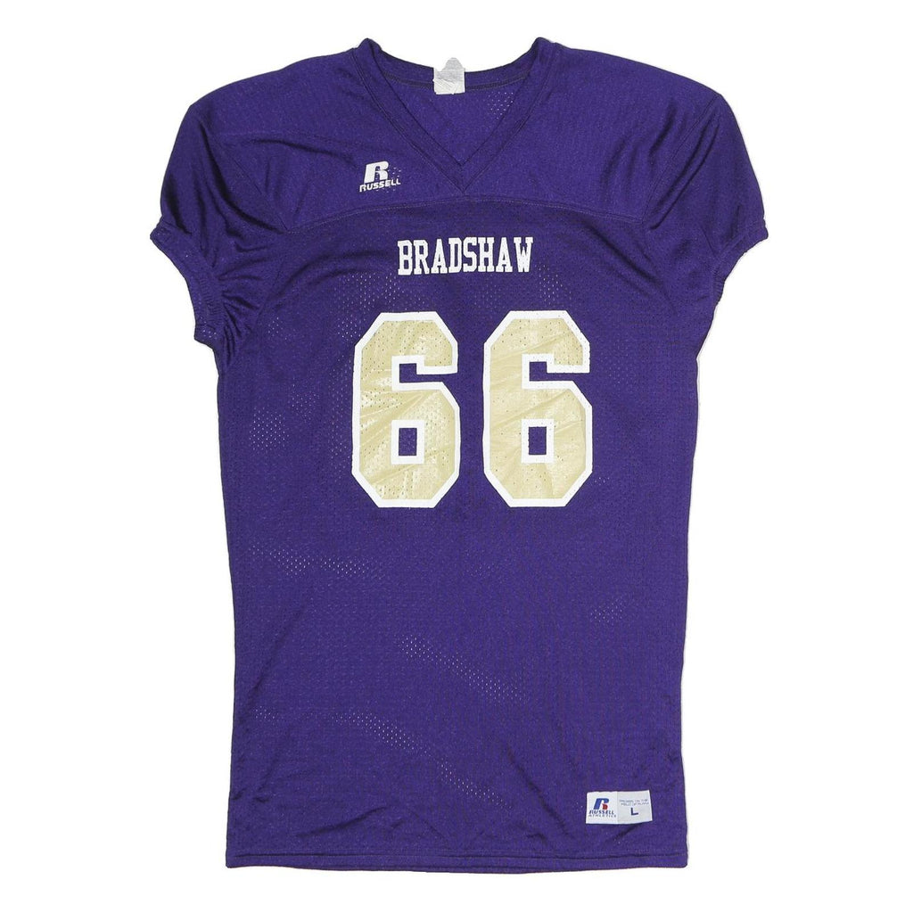 RUSSELL ATHLETIC Mens Purple Jersey L Short Sleeve V-Neck Bradshaw Rangel 66