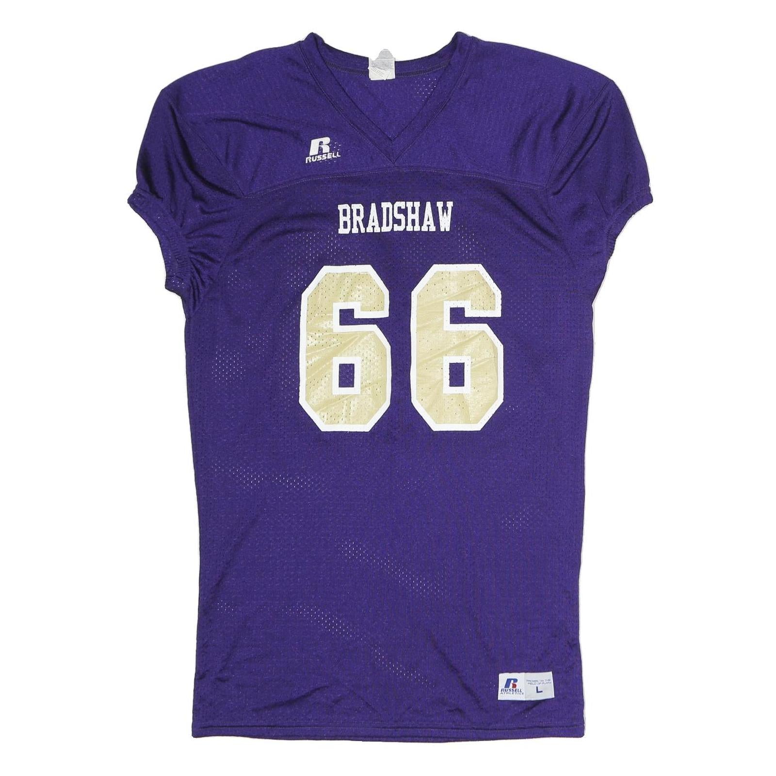 RUSSELL ATHLETIC Mens Purple Jersey L Short Sleeve V-Neck Bradshaw Rangel 66