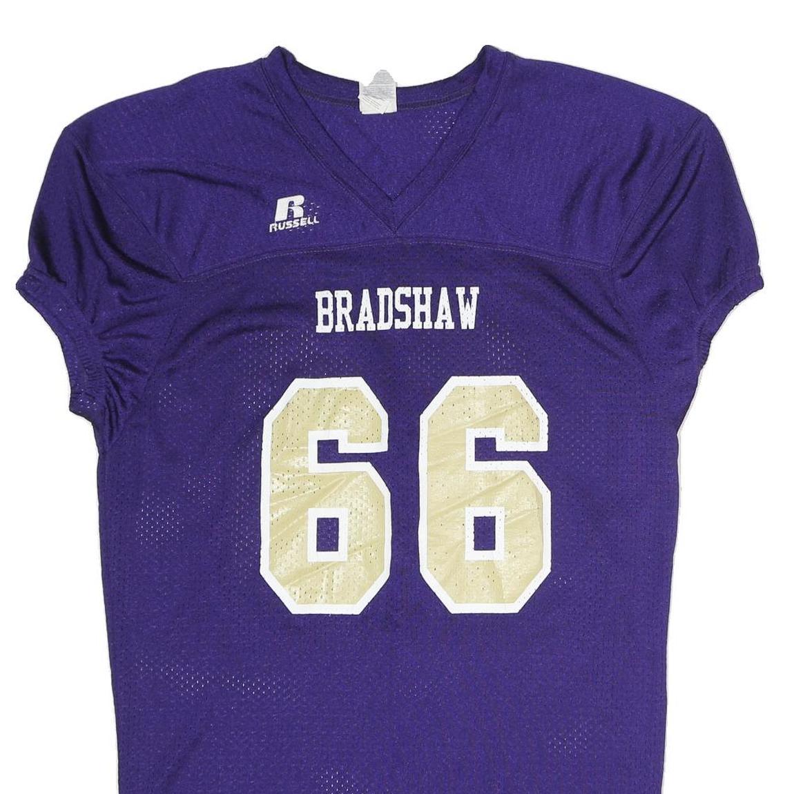 RUSSELL ATHLETIC Mens Purple Jersey L Short Sleeve V-Neck Bradshaw Rangel 66