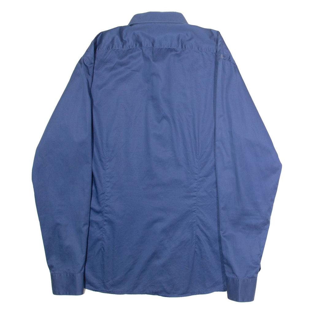 DKNY Mens Plain Shirt Blue Long Sleeve XL