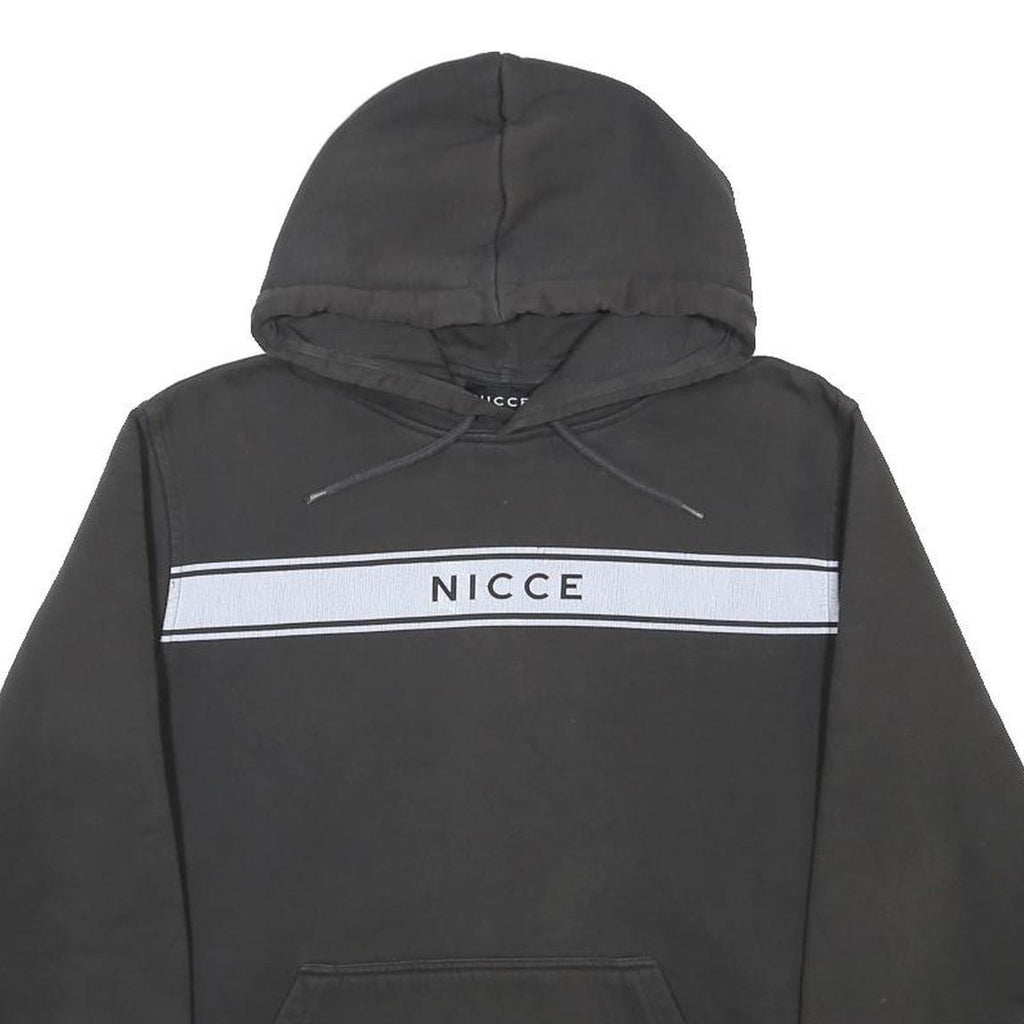 NICCE Mens Black Hoodie M Cotton Blend Pullover With Logo Panel