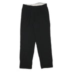 Mens Black Relaxed Fit Polyester Blend Trousers W29 L30 Zip Closure Plain Casual