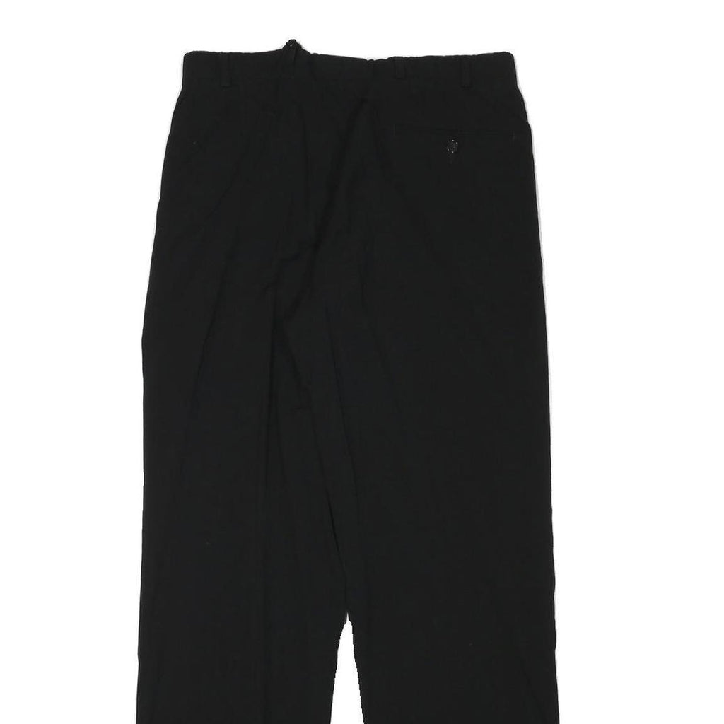 Mens Black Relaxed Fit Polyester Blend Trousers W29 L30 Zip Closure Plain Casual