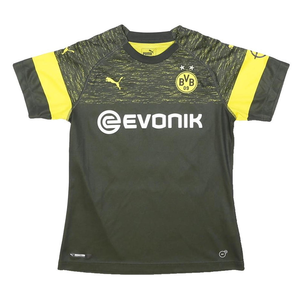 PUMA Womens Black & Yellow Borussia Dortmund Football Shirt UK 12 Short Sleeve