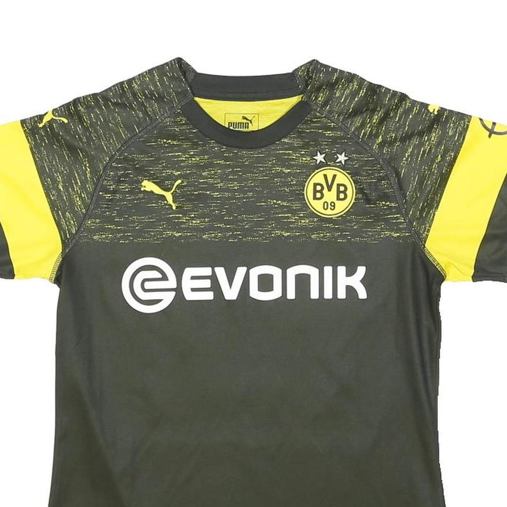 PUMA Womens Black & Yellow Borussia Dortmund Football Shirt UK 12 Short Sleeve