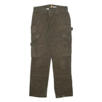 CARHARTT Mens Cotton Cargo Trousers Olive Relaxed Fit W30 L30 Workwear Utility