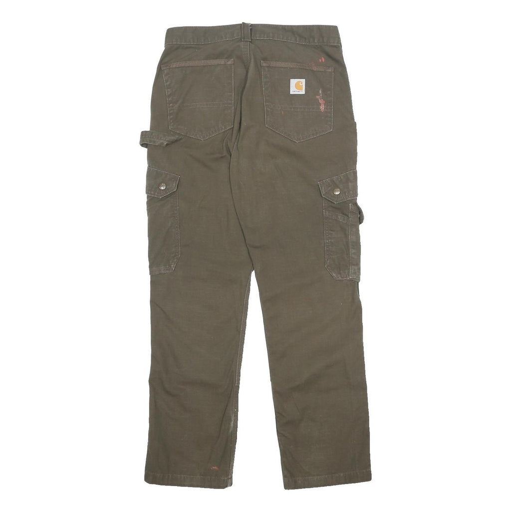 CARHARTT Mens Cotton Cargo Trousers Olive Relaxed Fit W30 L30 Workwear Utility