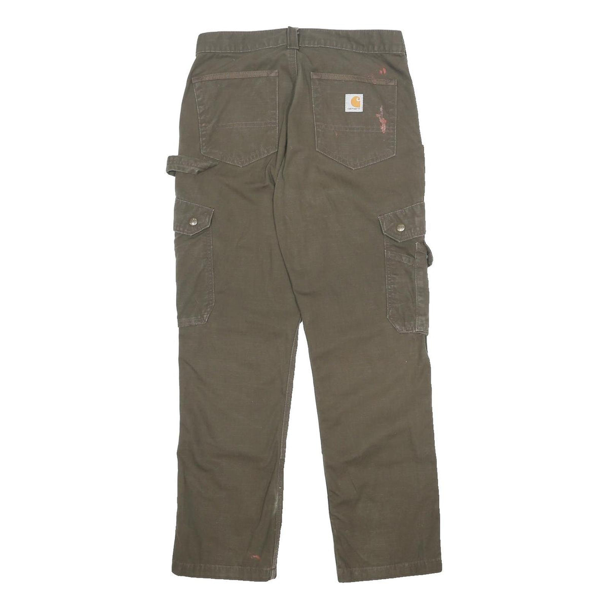 CARHARTT Mens Cotton Cargo Trousers Olive Relaxed Fit W30 L30 Workwear Utility