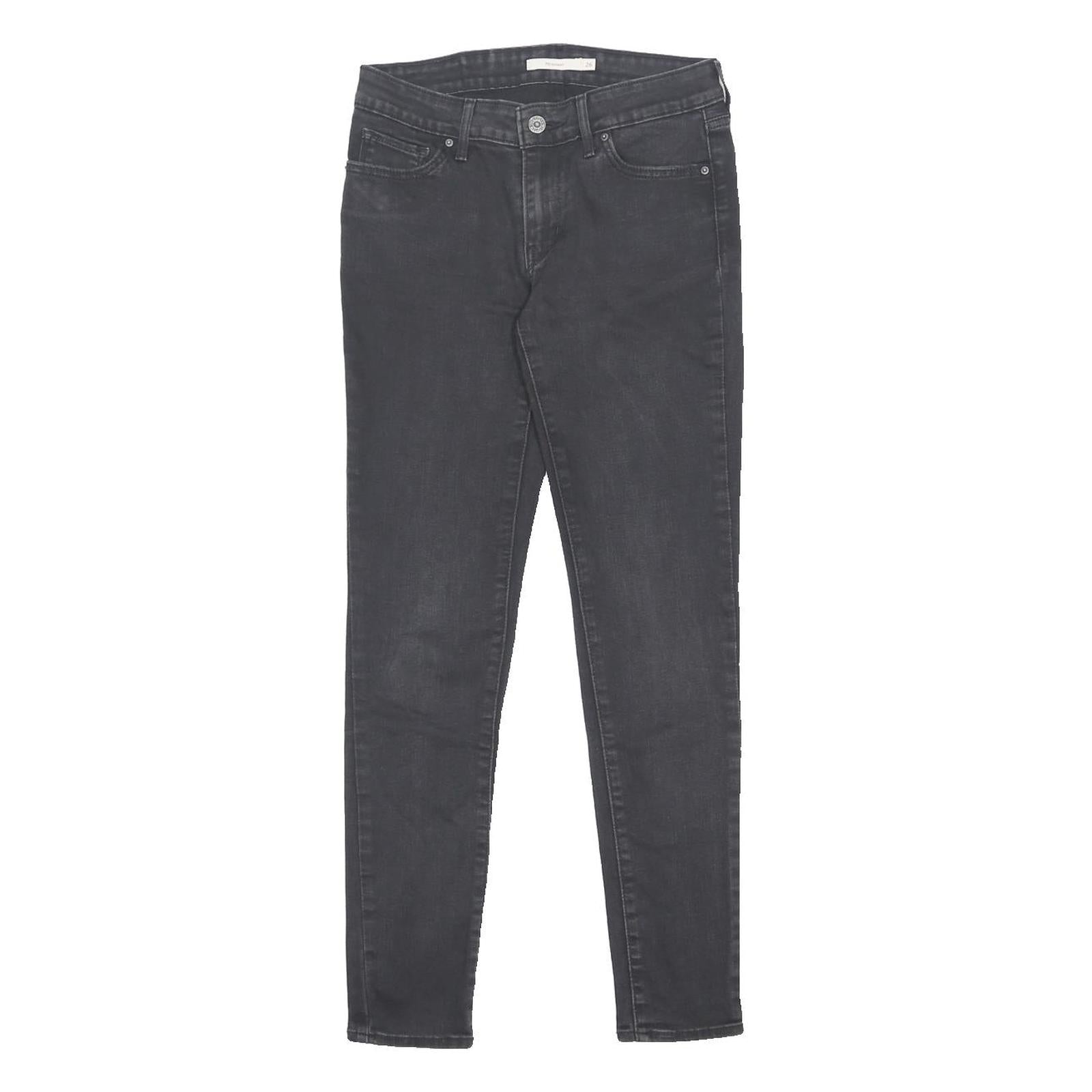LEVI'S 711 Womens Jeans Black Slim Skinny Denim Medium W26 L30 Stretch Cotton