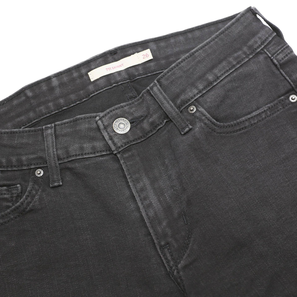 LEVI'S 711 Womens Jeans Black Slim Skinny Denim Medium W26 L30 Stretch Cotton