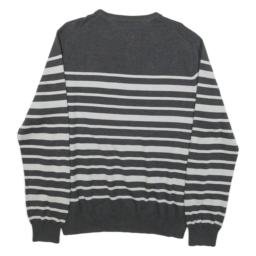 TOMMY HILFIGER Mens Grey & White Patterned Cotton Blend Jumper Crew Neck Basic