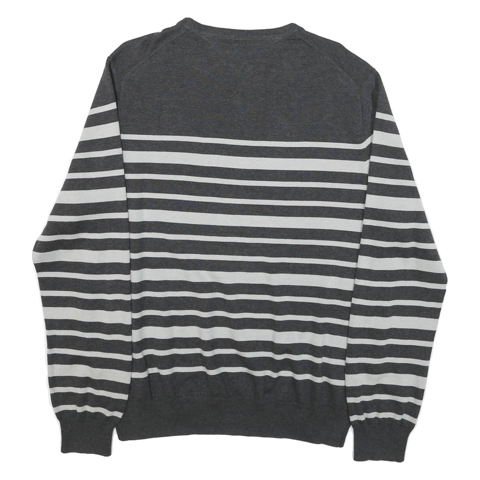 TOMMY HILFIGER Mens Grey & White Patterned Cotton Blend Jumper Crew Neck Basic