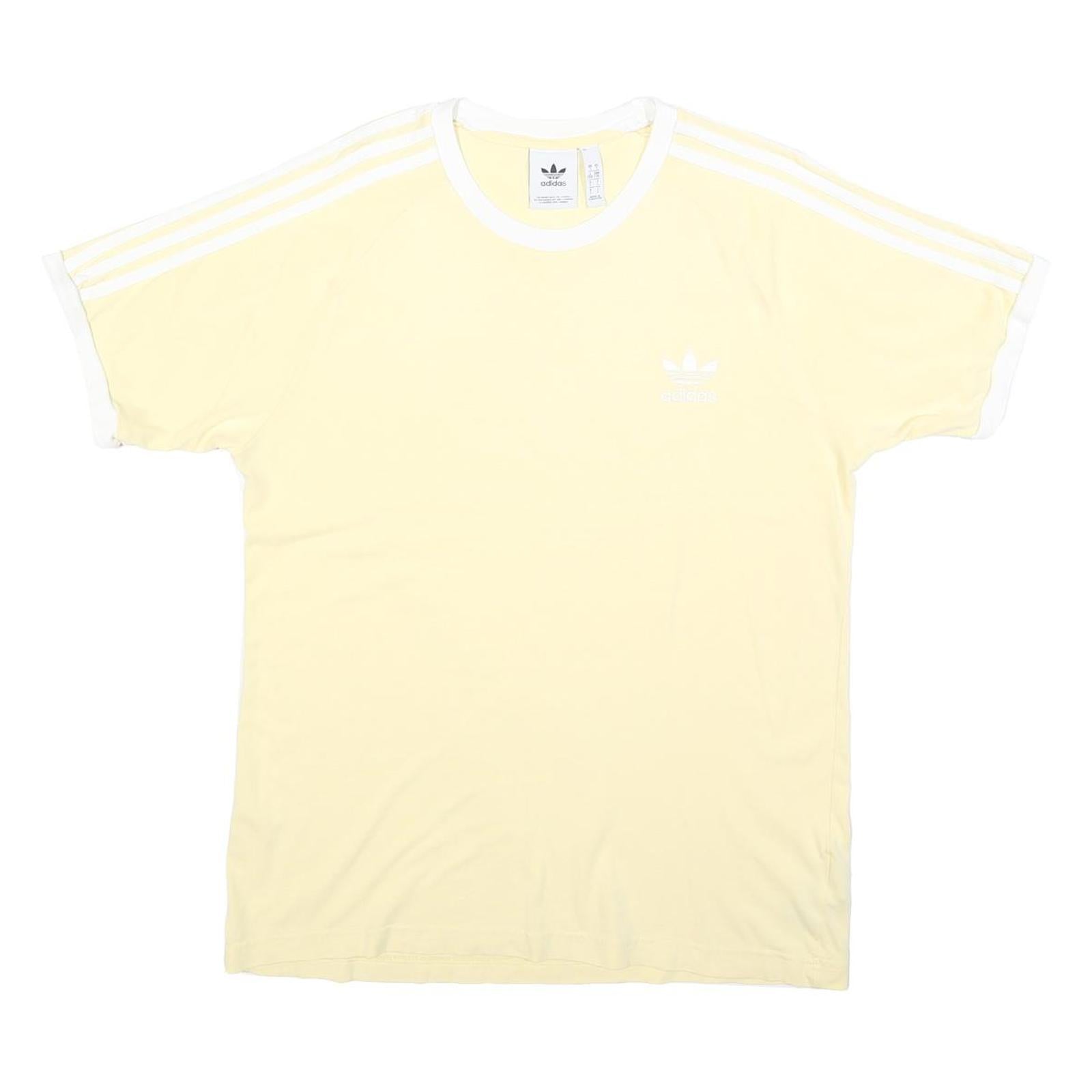 ADIDAS Mens Yellow & White Modern T-Shirt L Short Sleeve Crew Neck Sportswear