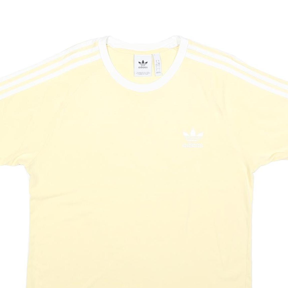 ADIDAS Mens Yellow & White Modern T-Shirt L Short Sleeve Crew Neck Sportswear