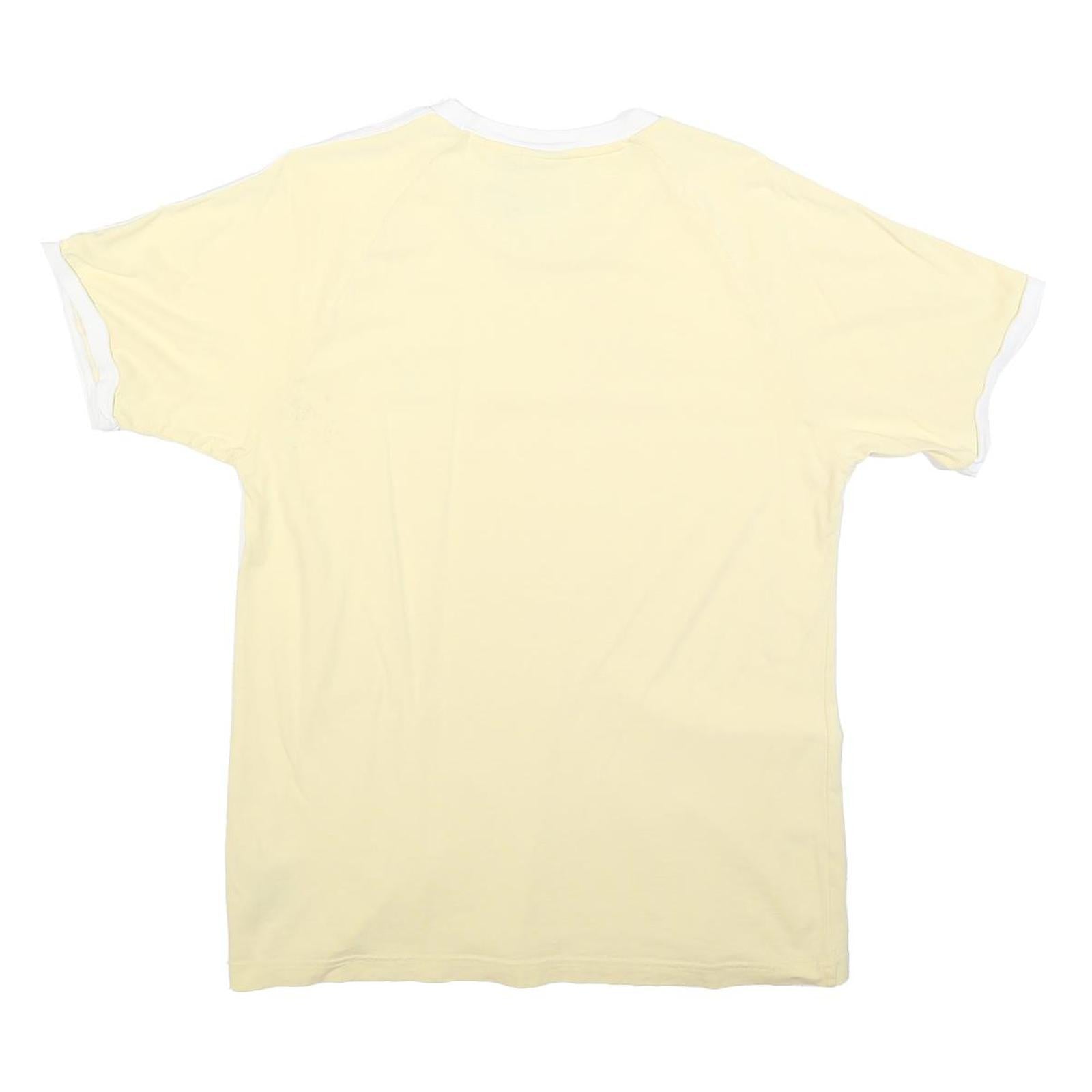 ADIDAS Mens Yellow & White Modern T-Shirt L Short Sleeve Crew Neck Sportswear