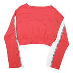 UMBRO Womens Red & Navy Graphic Crop T-Shirt S Long Sleeve Crew Neck Sportswear