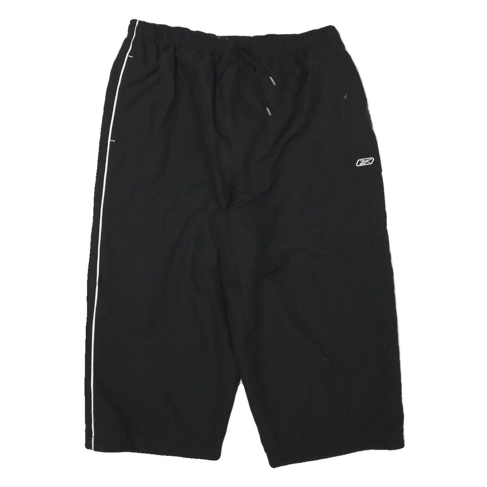 REEBOK Mens Shorts Black Casual Sports Polyester Blend L W30 Logo