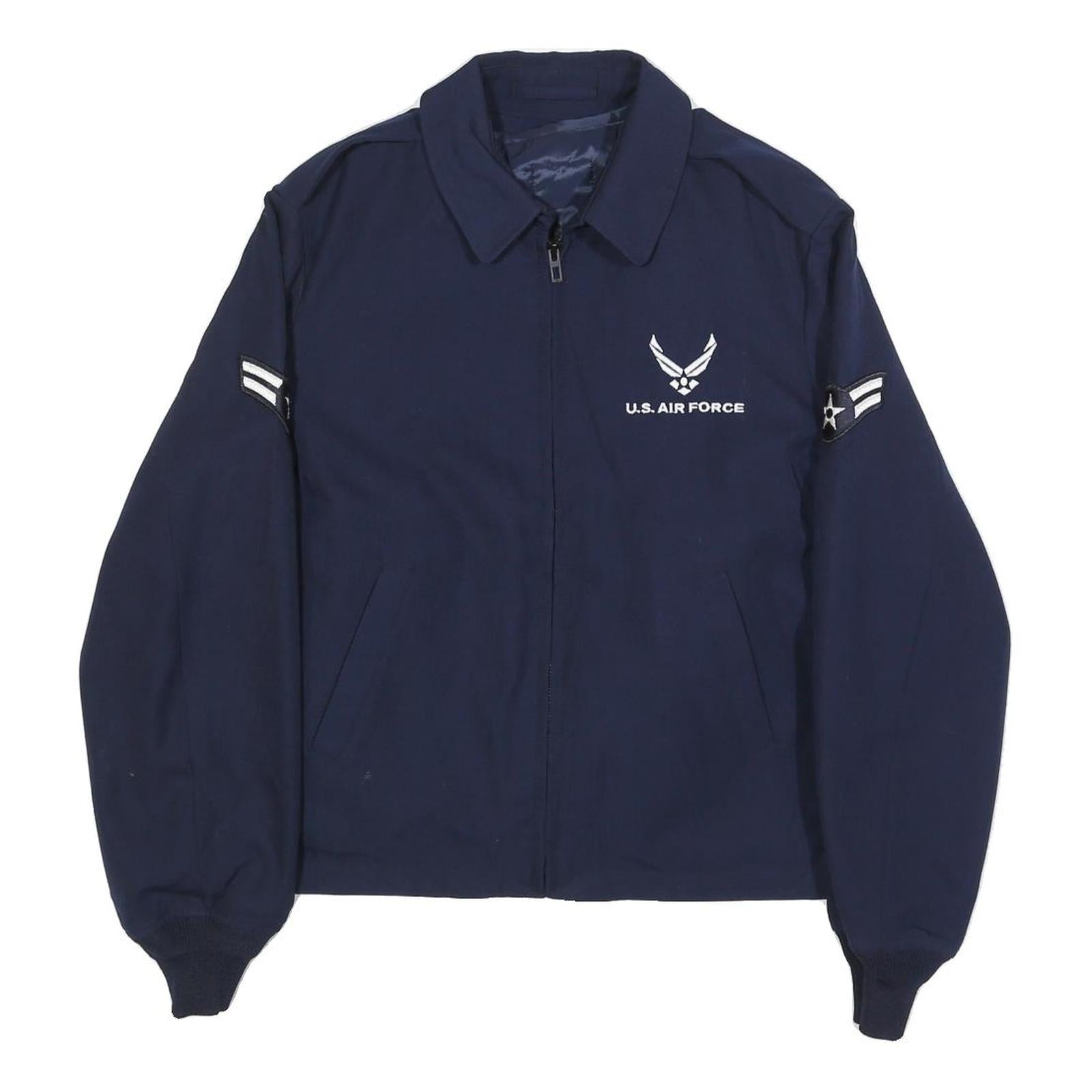 DEFENSE LOGISTICS AGENCY Womens Blue Wool Blend Zip Jacket L Air Force Style