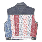 TOMMY JEANS Girls Blue Red Cotton Denim Patchwork Jacket XL Button Vest