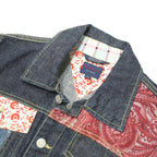 TOMMY JEANS Girls Blue Red Cotton Denim Patchwork Jacket XL Button Vest