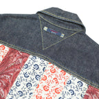 TOMMY JEANS Girls Blue Red Cotton Denim Patchwork Jacket XL Button Vest