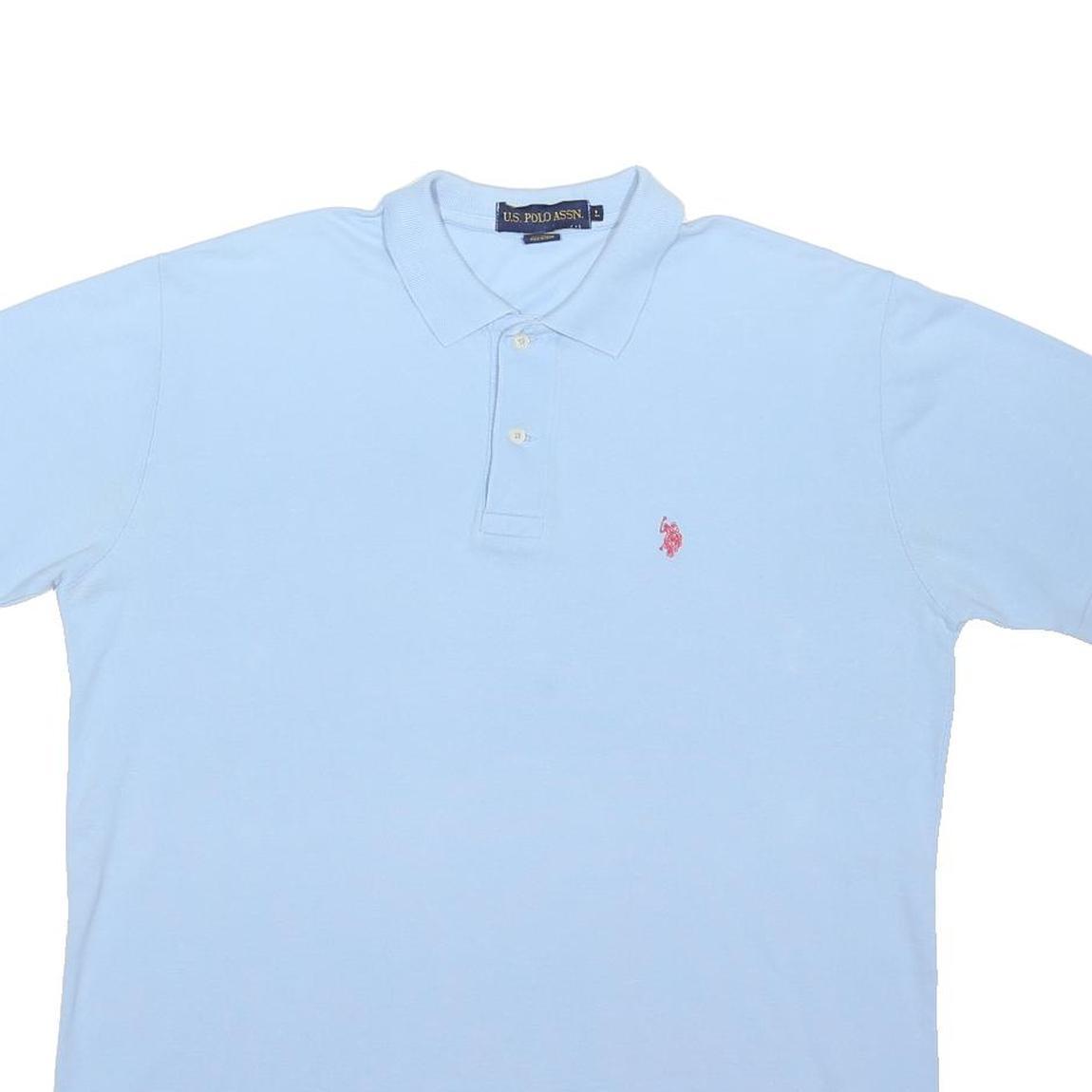 POLO RALPH LAUREN Mens Blue Short Sleeve Plain L Cotton Polo Shirt Classic