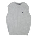 NAUTICA Mens Grey Cable Knit Jumper Sleeveless V-Neck Cotton Blend XL