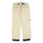 OCK Womens Beige Regular Fit Straight Cotton Blend Trousers W30 L30 Casual Zip