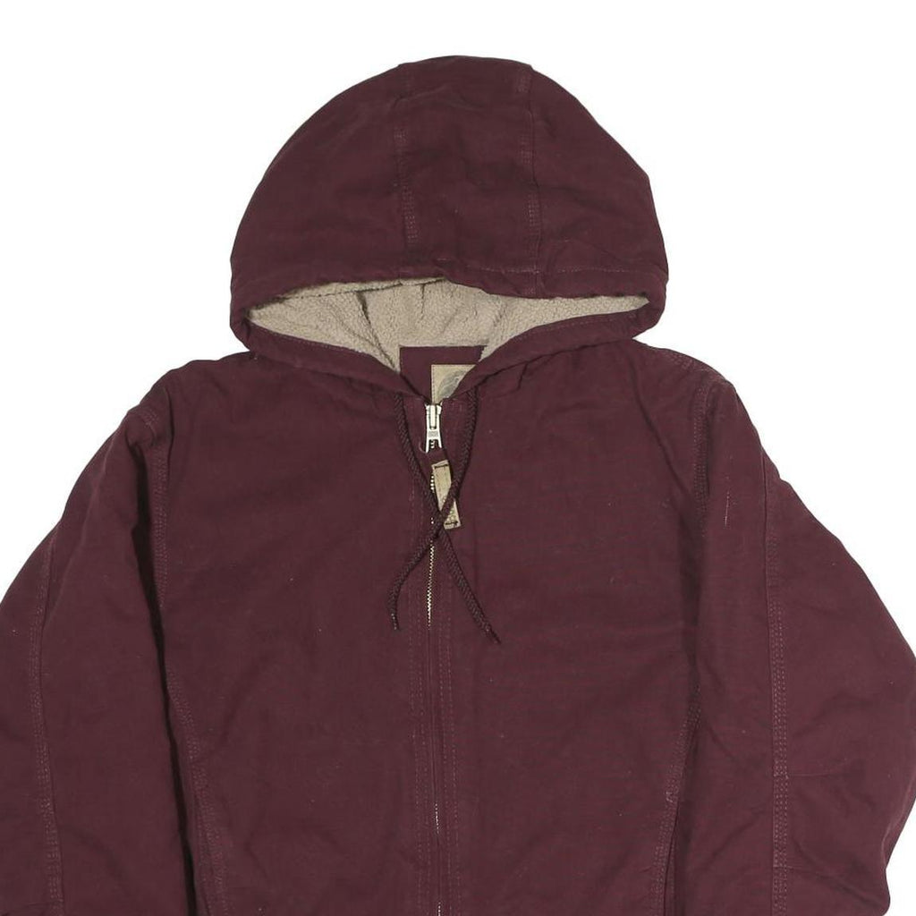 BERNIE Womens Maroon Cotton Hooded Jacket S Zip Casual Outerwear