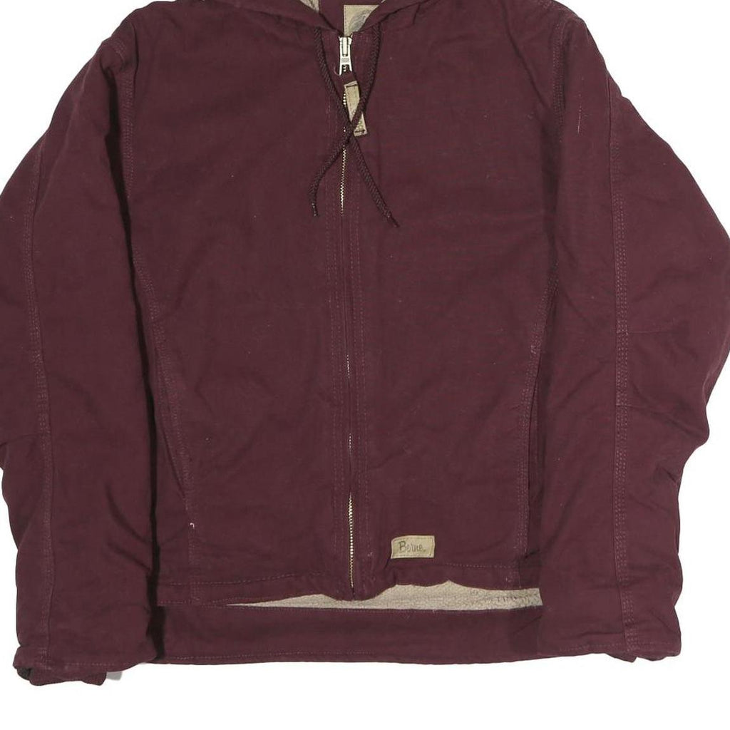 BERNIE Womens Maroon Cotton Hooded Jacket S Zip Casual Outerwear