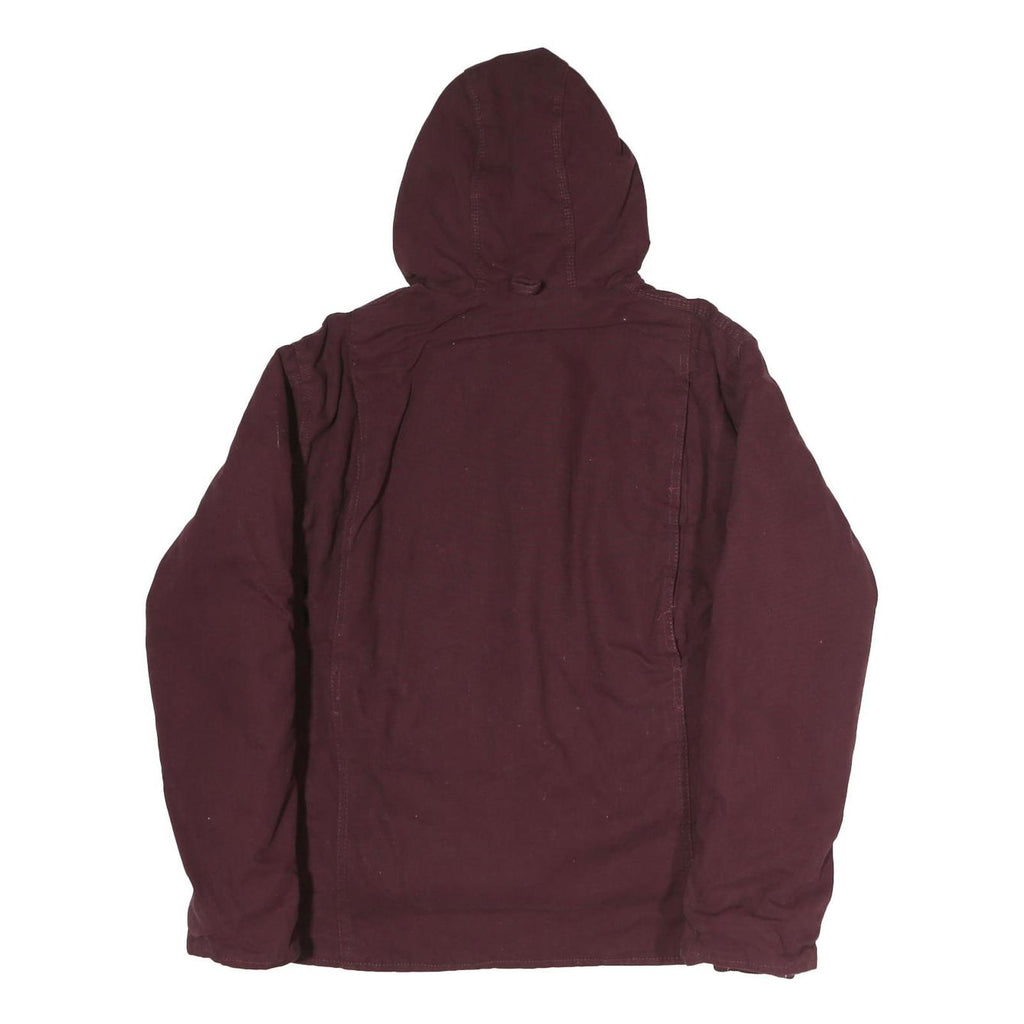BERNIE Womens Maroon Cotton Hooded Jacket S Zip Casual Outerwear