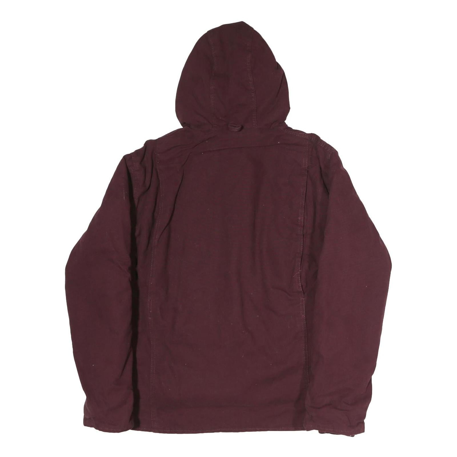 BERNIE Womens Maroon Cotton Hooded Jacket S Zip Casual Outerwear
