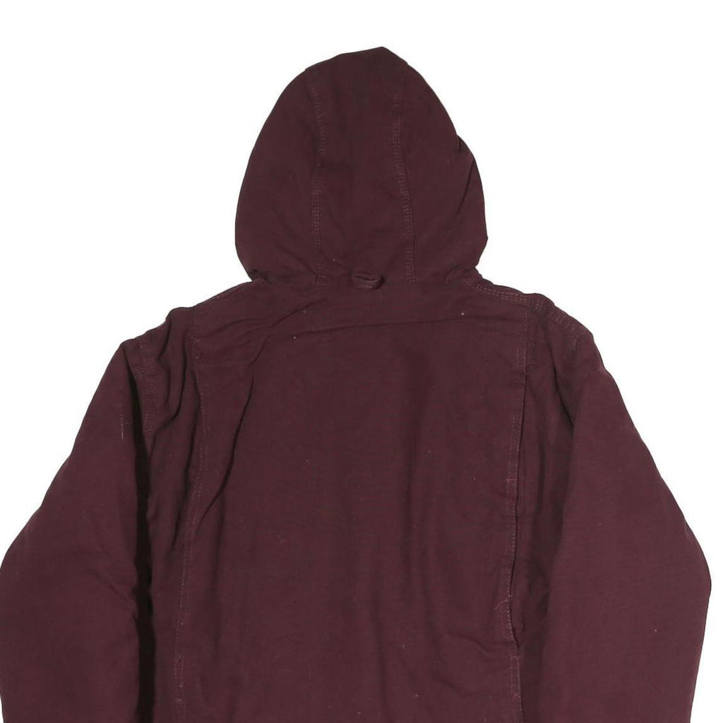 BERNIE Womens Maroon Cotton Hooded Jacket S Zip Casual Outerwear