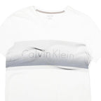 CALVIN KLEIN Mens White Grey Graphic T-Shirt S V-Neck Short Sleeve Classic Fit