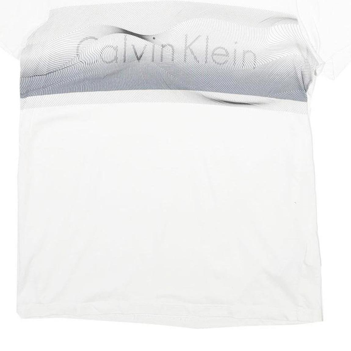 CALVIN KLEIN Mens White Grey Graphic T-Shirt S V-Neck Short Sleeve Classic Fit