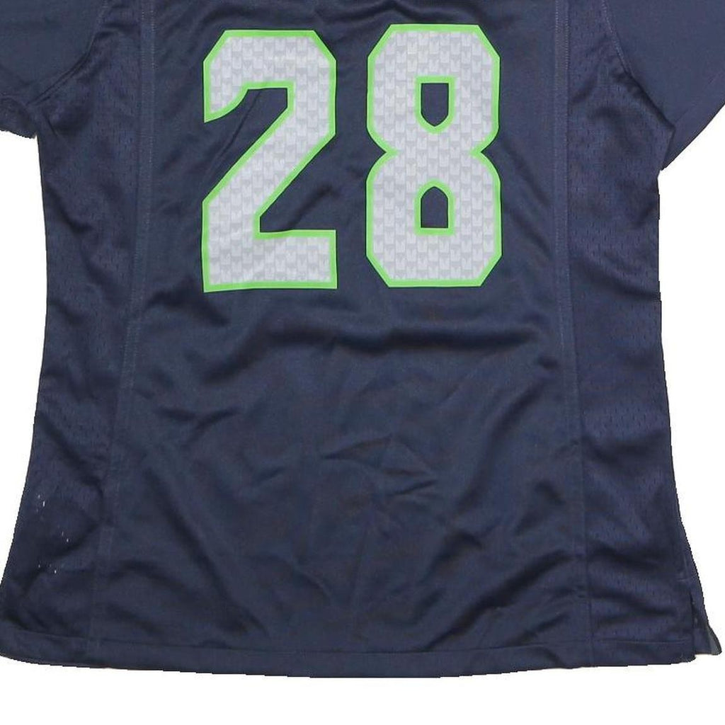 NIKE Womens Blue & Green Seahawks Graphic T-Shirt M Short Sleeve V-Neck NFL