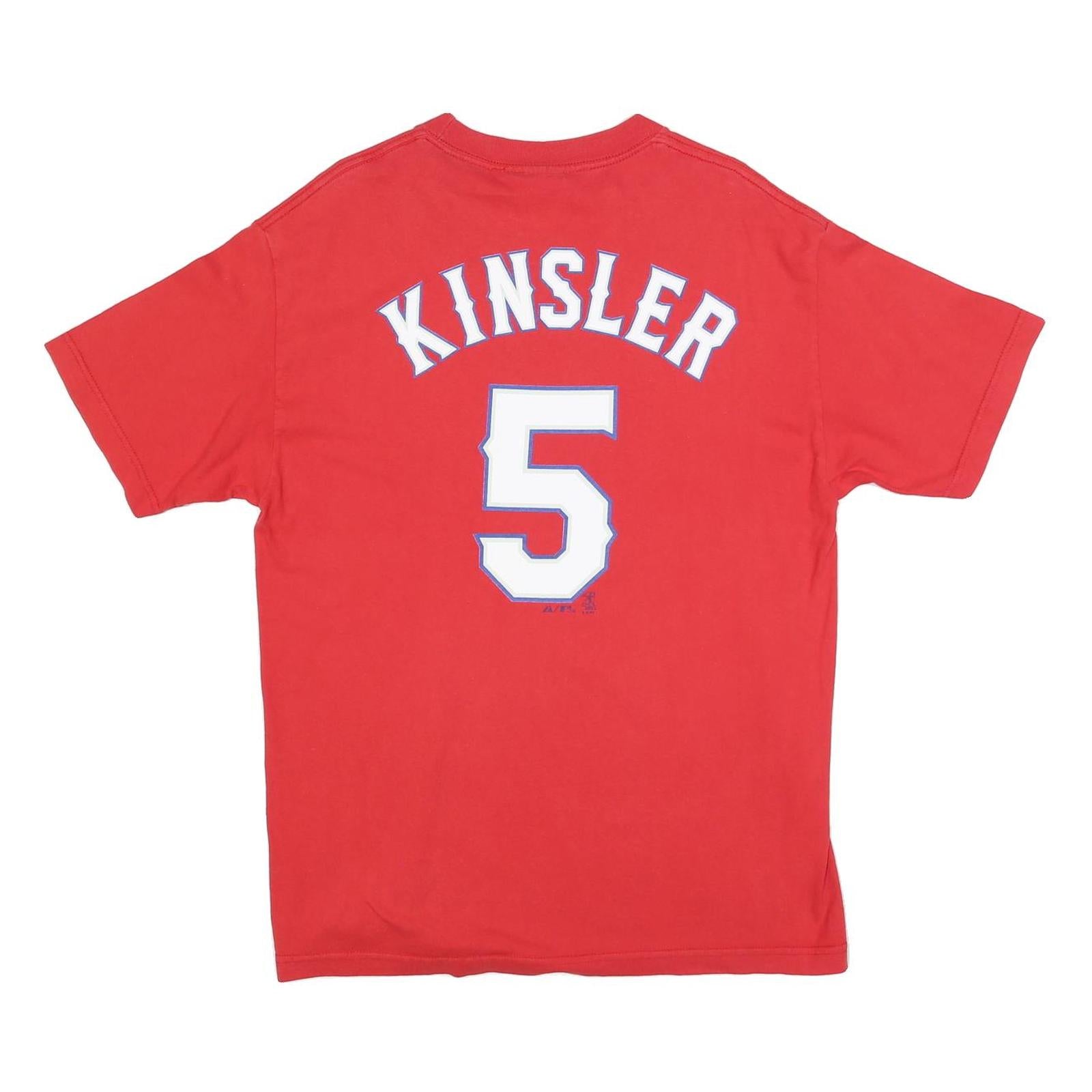 MAJESTIC Mens Red Texas Graphic T-Shirt L Short Sleeve Crew Neck Classic Cotton