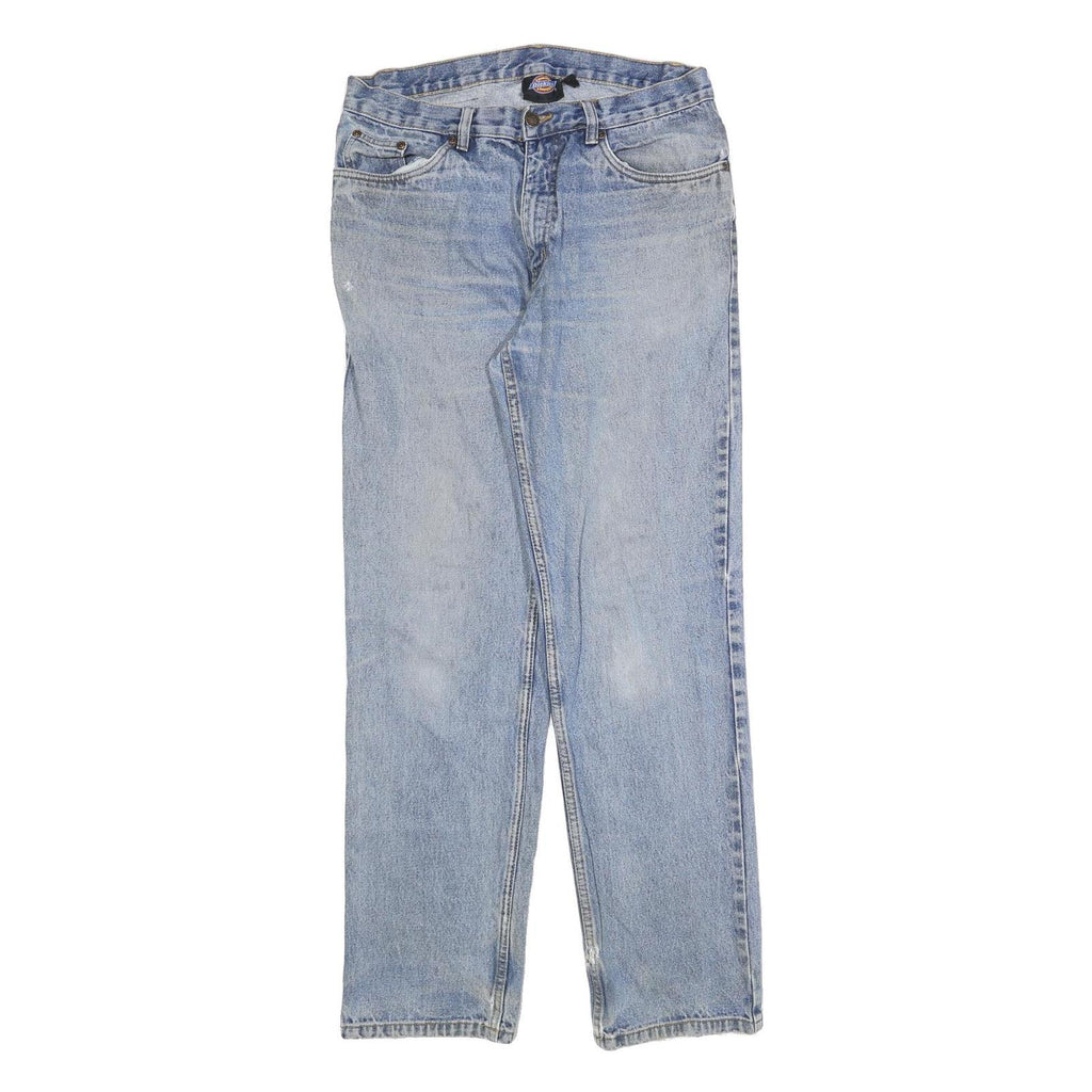 DICKIES Mens Regular Fit Blue Denim Jeans W34 L34 Classic Cotton Blend Zip