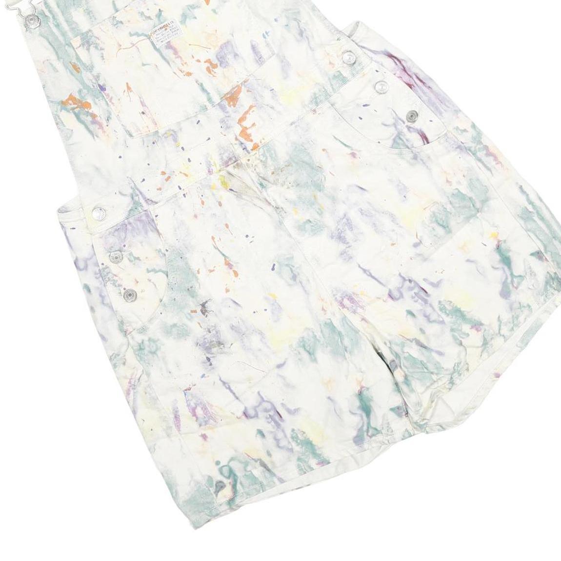 LEVI'S Womens White Pastel Print Cotton Blend Short Dungarees L W36 L5 Casual