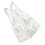 LEVI'S Womens White Pastel Print Cotton Blend Short Dungarees L W36 L5 Casual