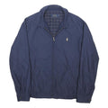POLO RALPH LAUREN Mens Navy Blue Jacket L Cotton Blend Plain Zip Casual